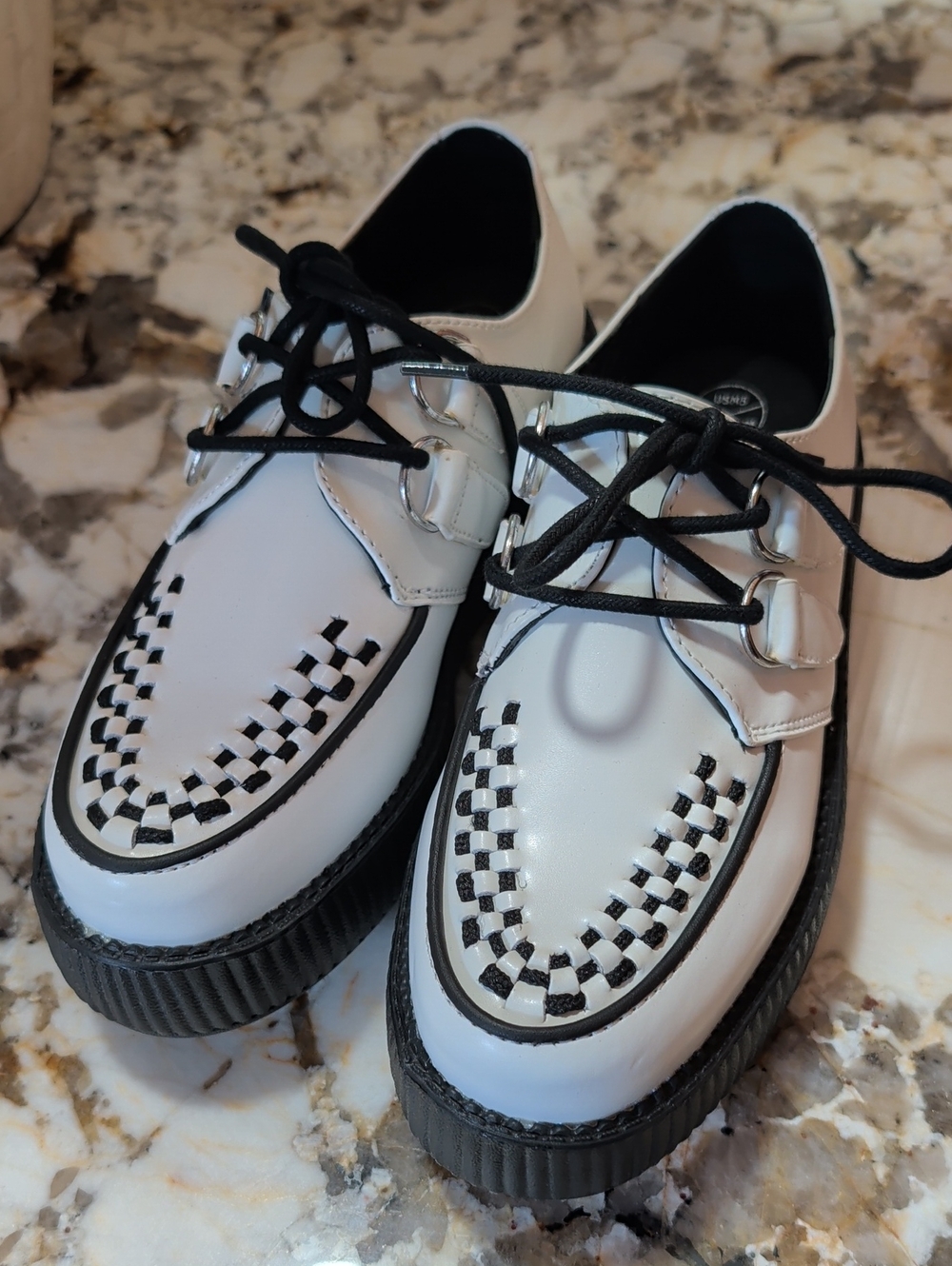 T.U.K Classic Two-Tone Viva Mondo Platform Creepers Black & White Men 5 Wmns 7